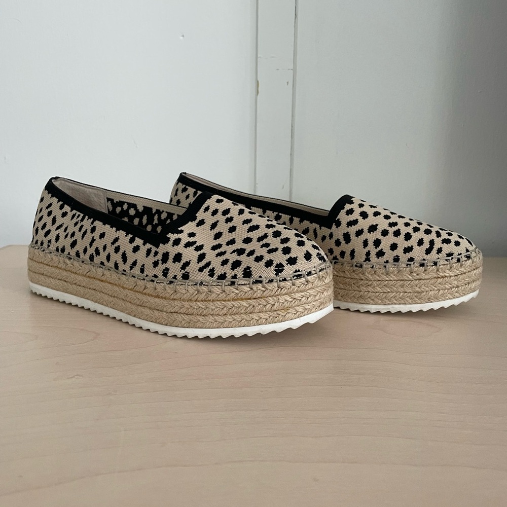 Gianni Bini Shyleah Black and Cream Espadrilles with Platform Sole sz 8.5 NWT